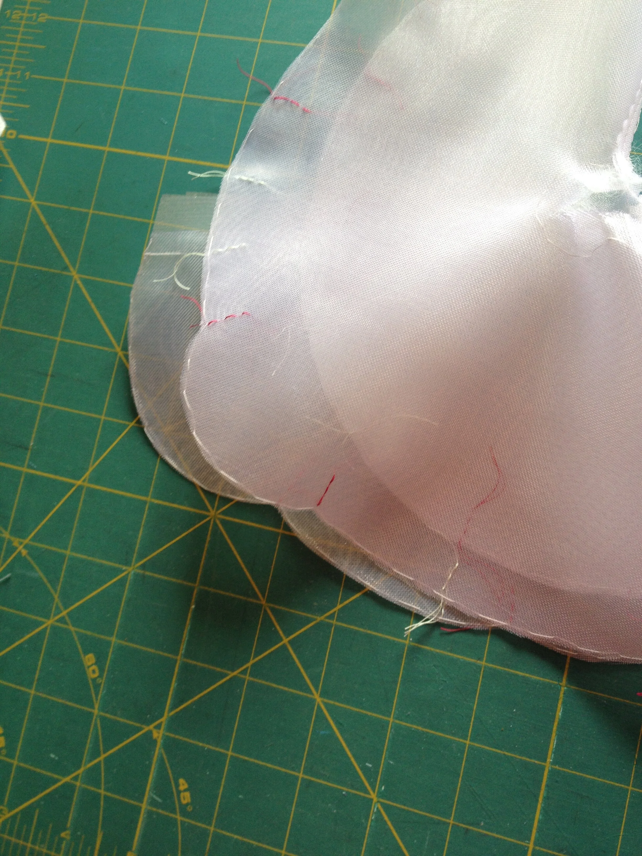 Hem trimmed and ready to be bound.