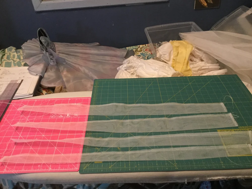 Strips ready to be gathered.