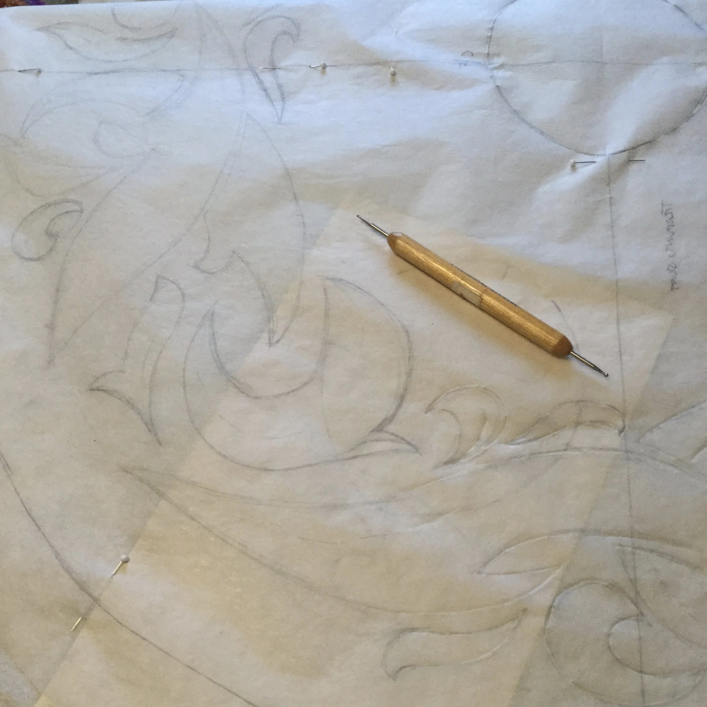 Tracing the design.