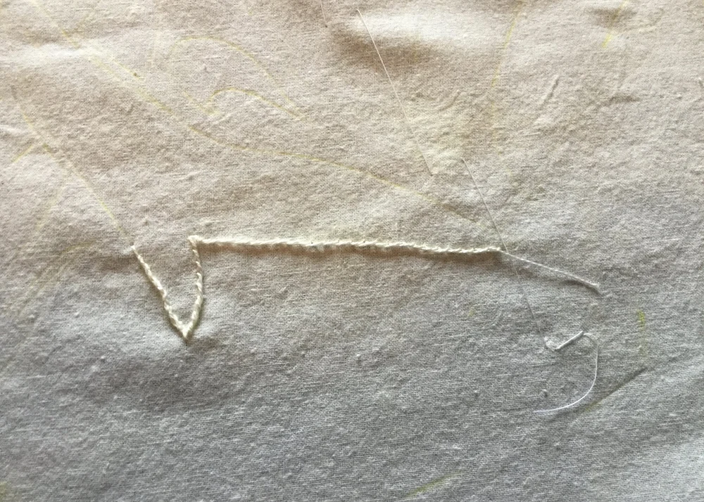 Stitching from the wrong side.
