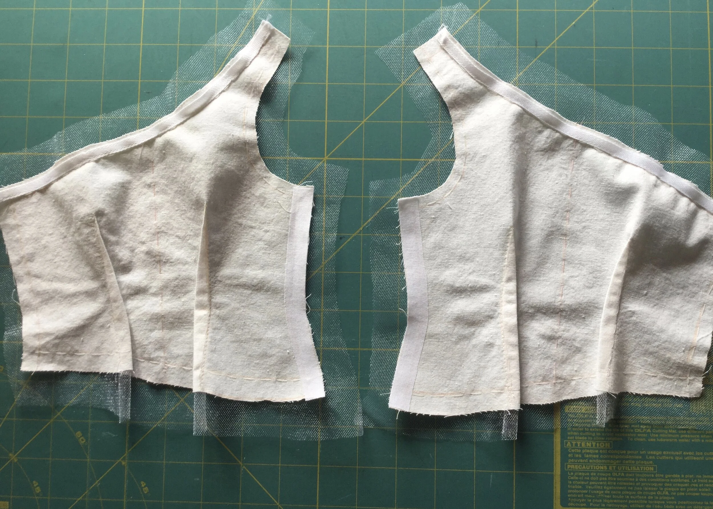 Front and back bodices ready to be joined.