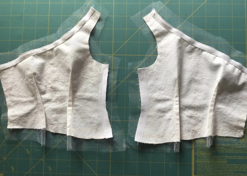 Front and back bodices ready to be joined.
