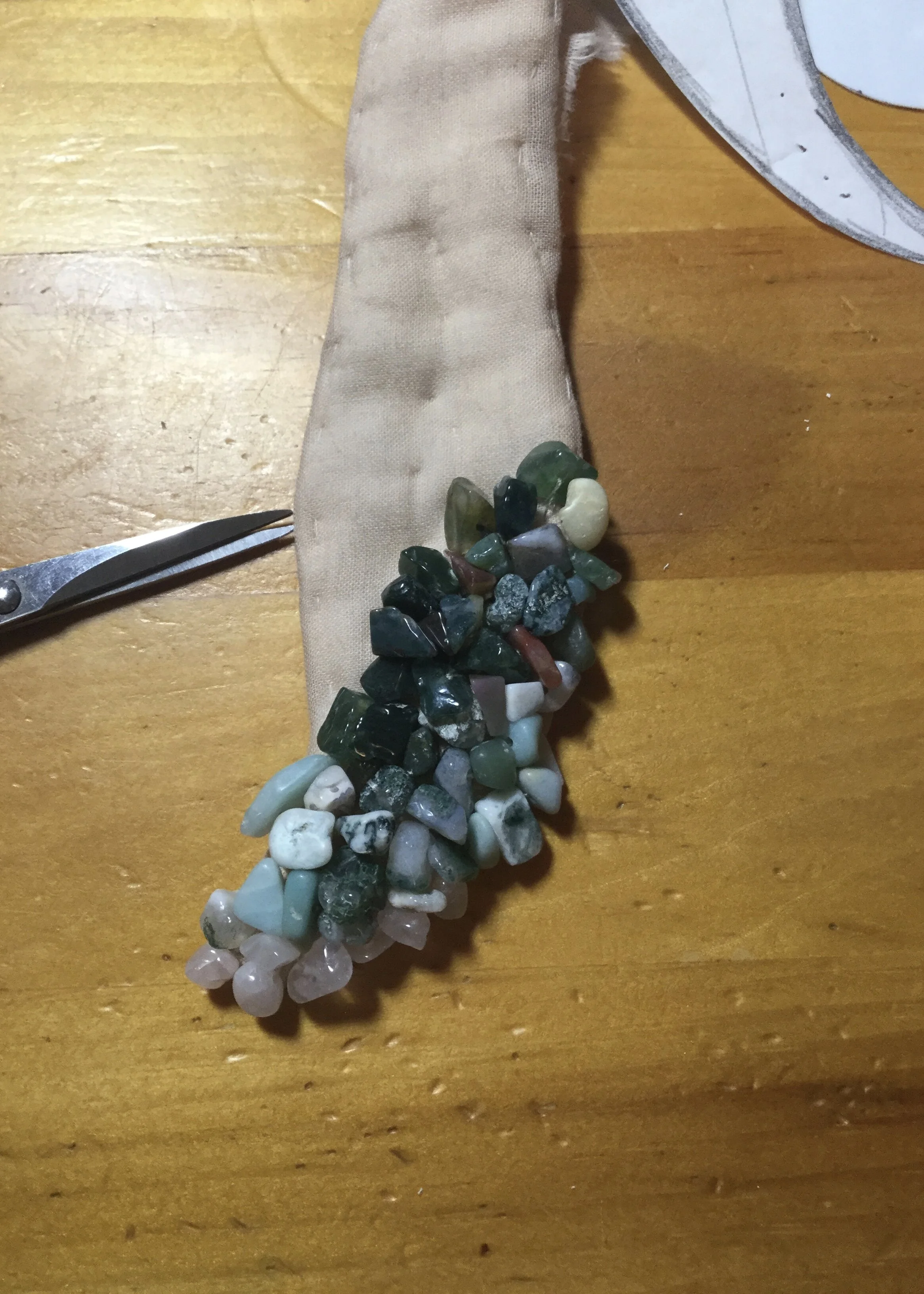 Practicing blending the beads.