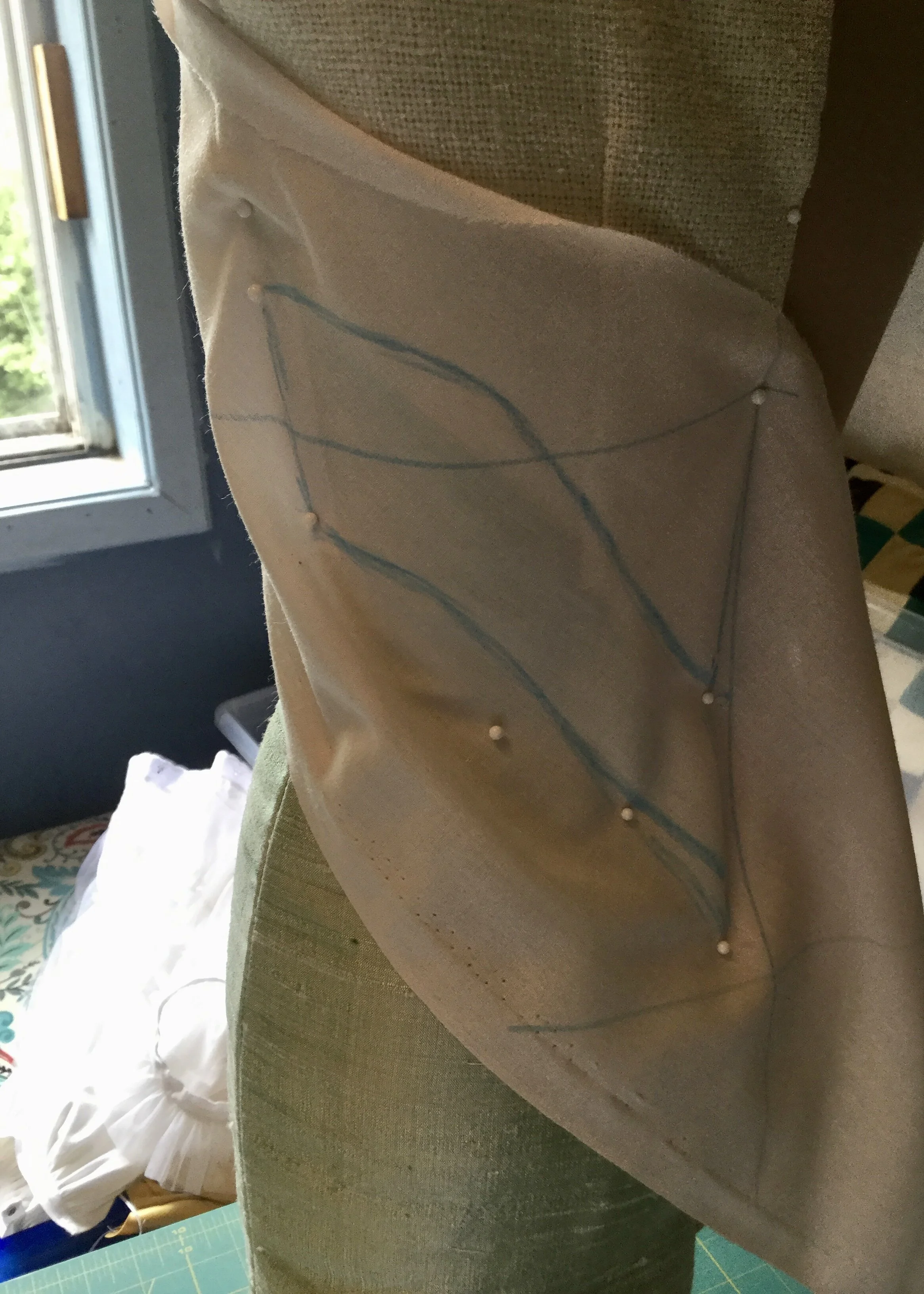 Draping the back stripe.