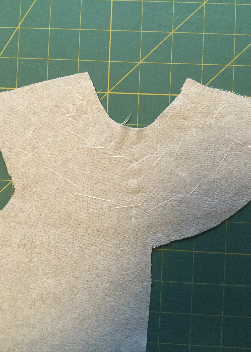 Diagonal basting on right side.