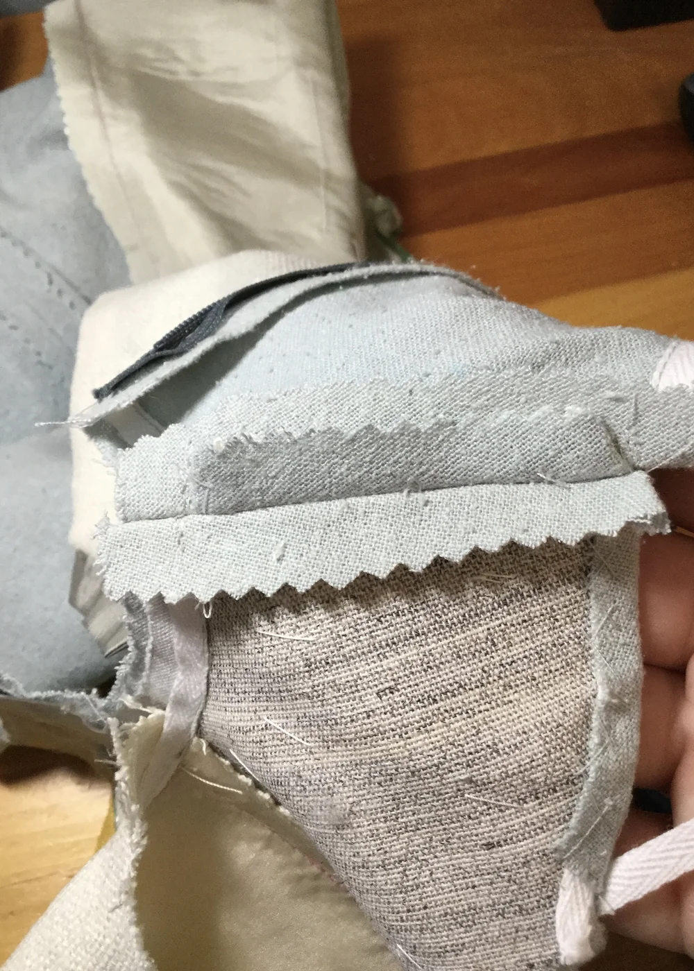 Right shoulder seam, wrong side.