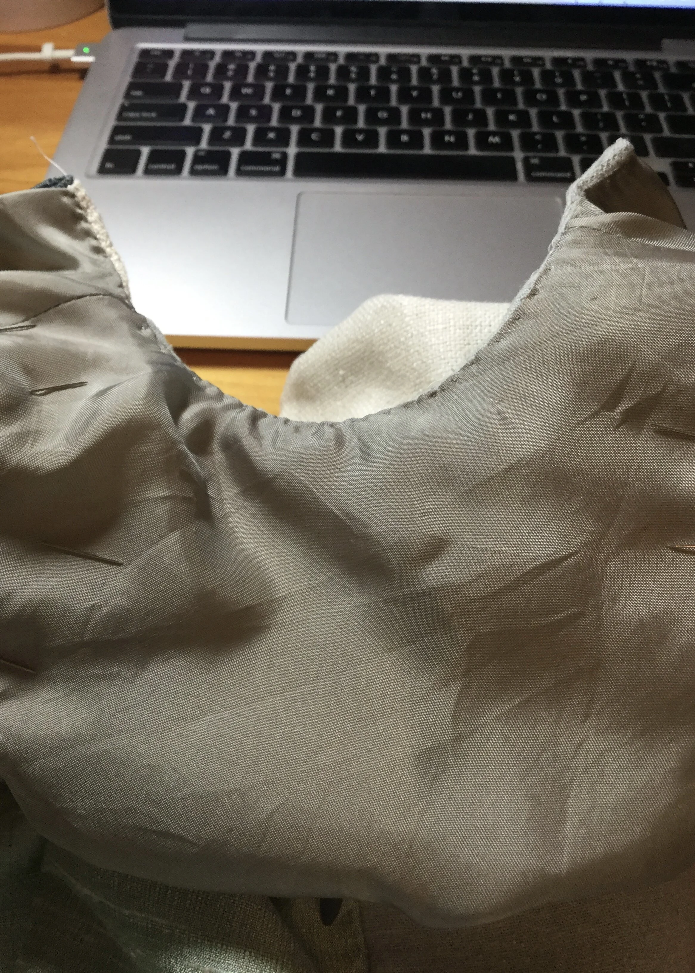 Finished neckline.
