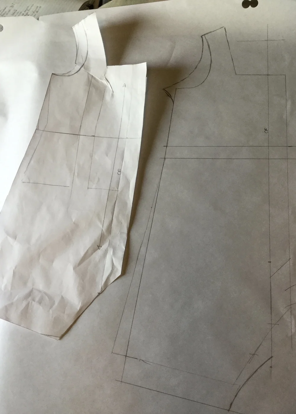Original and altered front patterns.