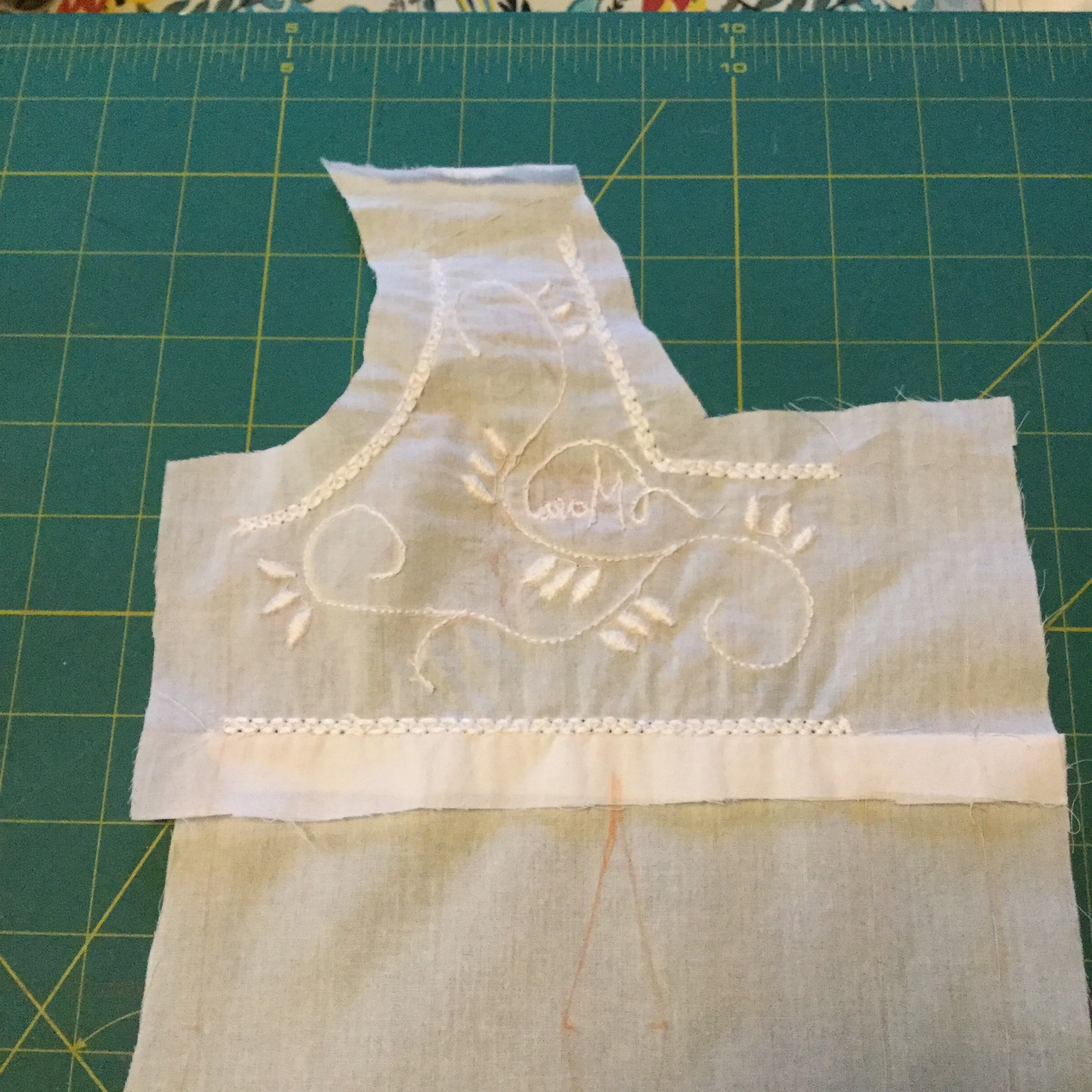Piecing the left front.