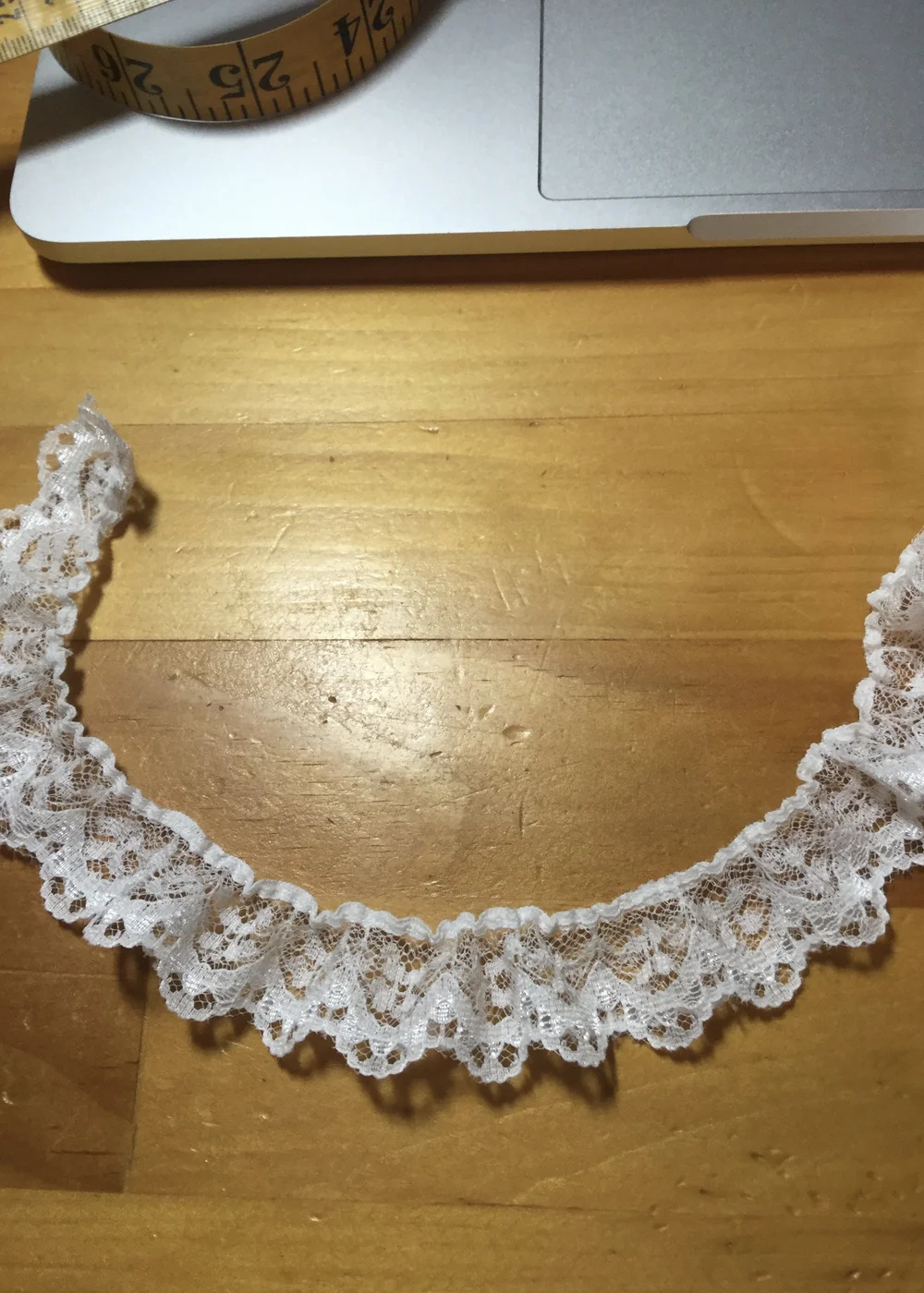 Making a frill for the cuffs.
