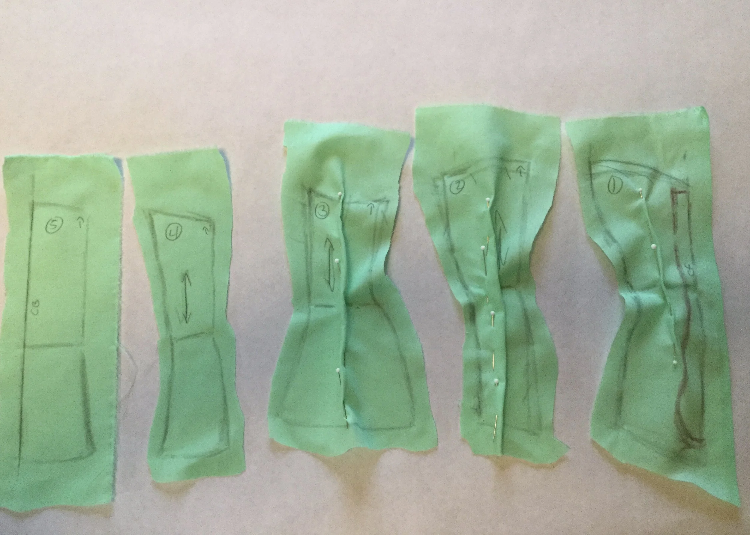 Draped pattern pieces.