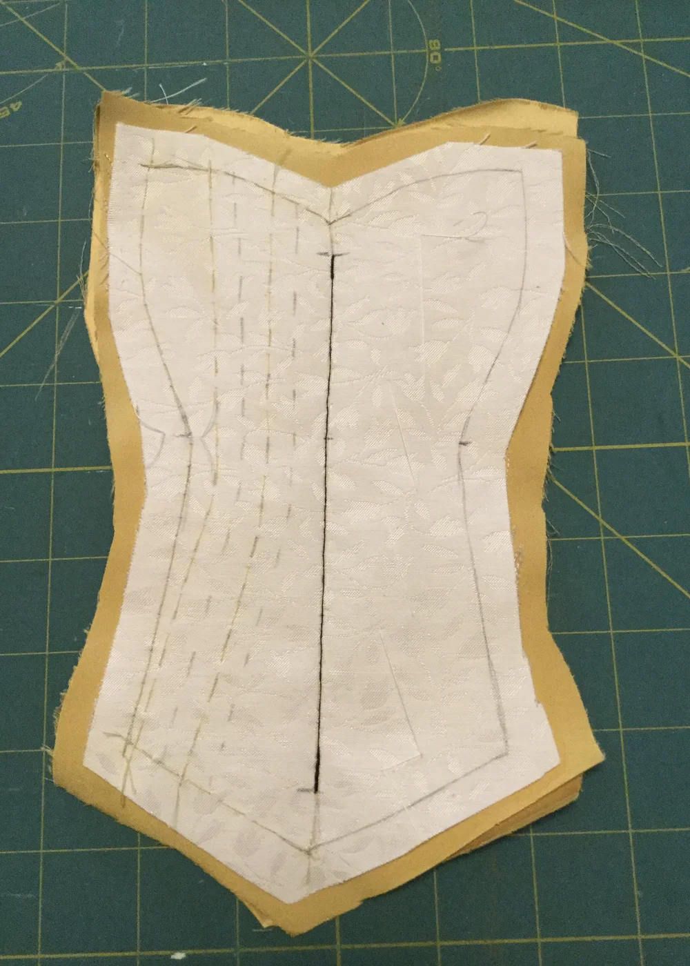 Stitching the centre front.
