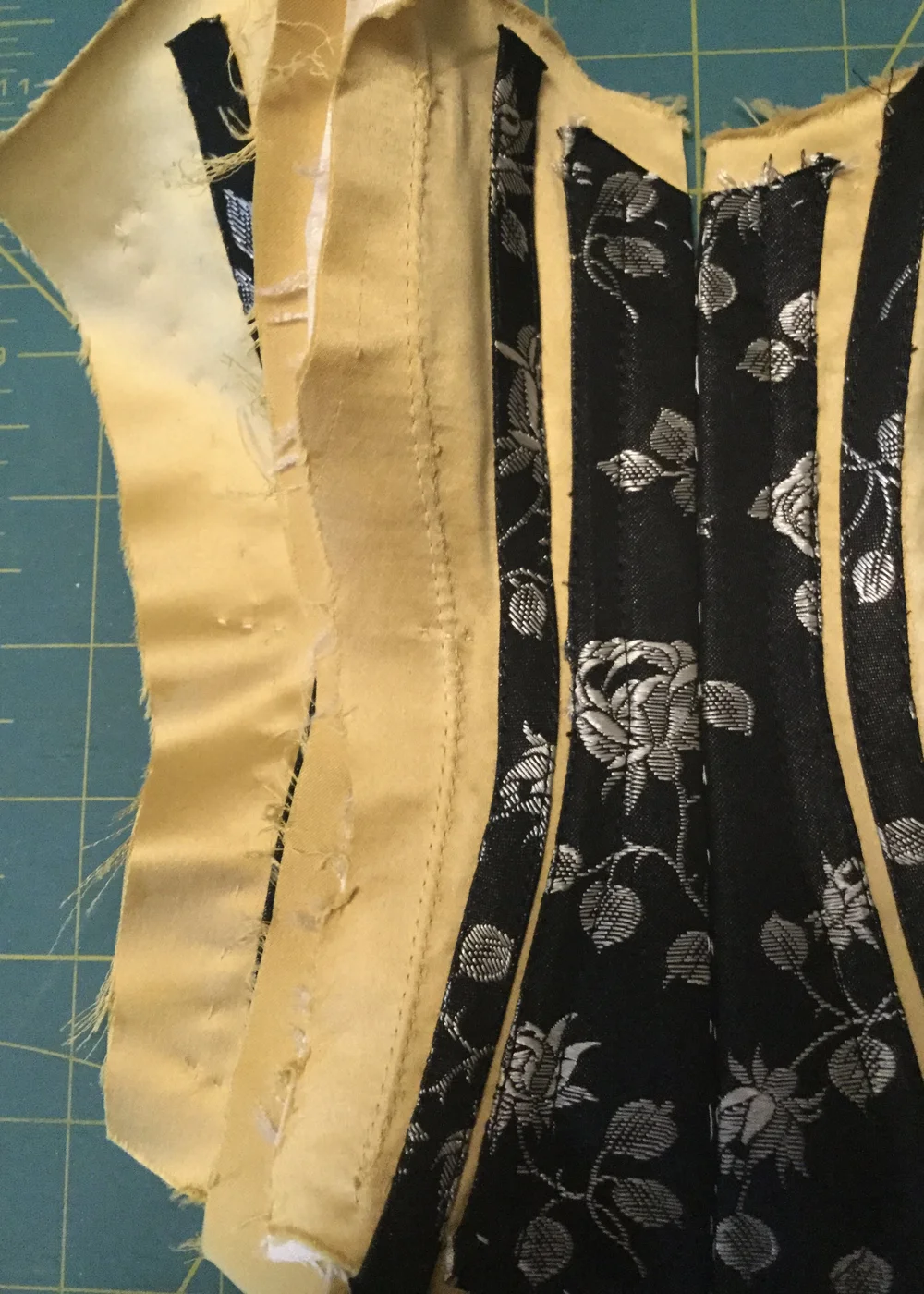 Topstitched seam, before trimming.