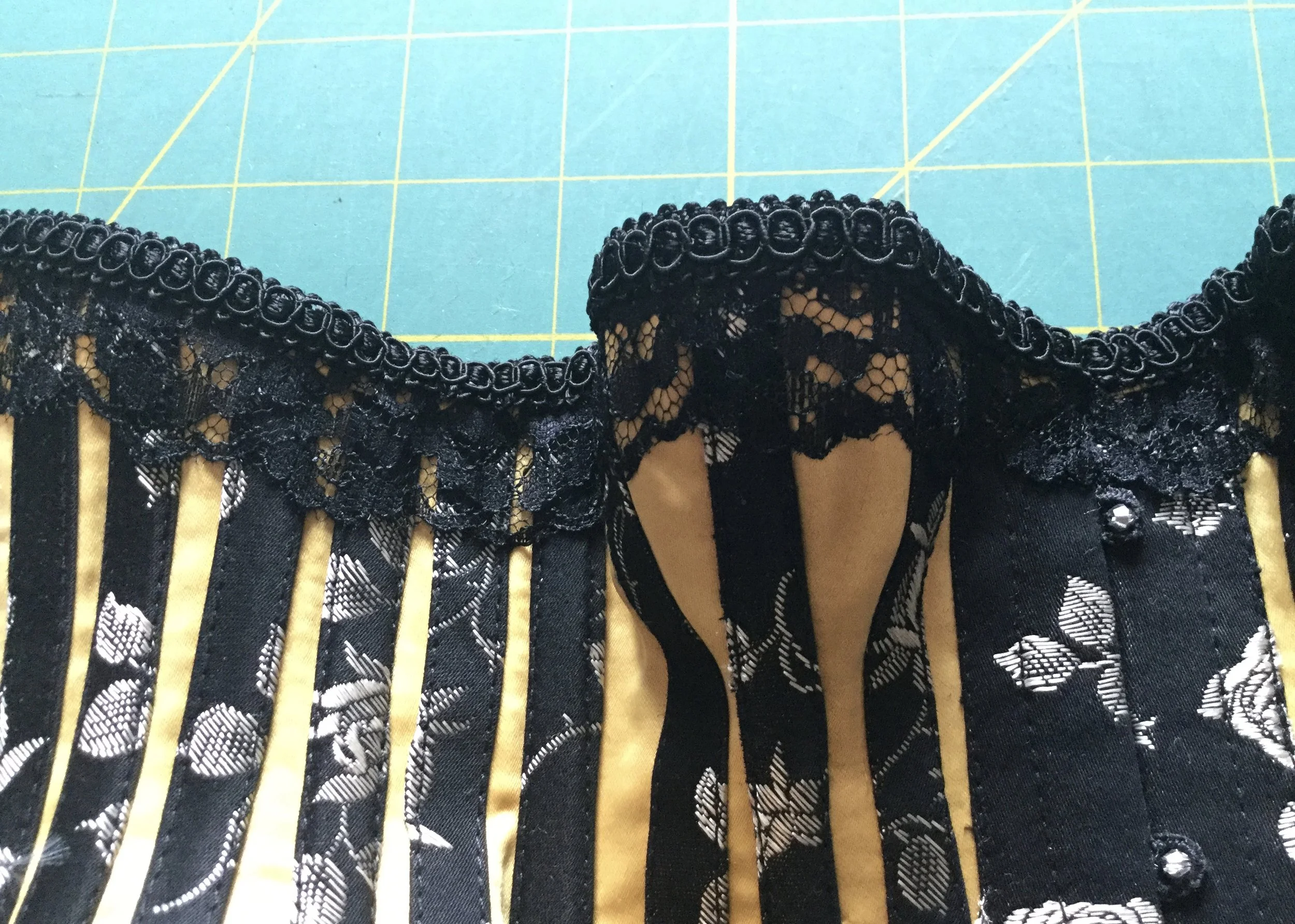 Braided trim along top edge.