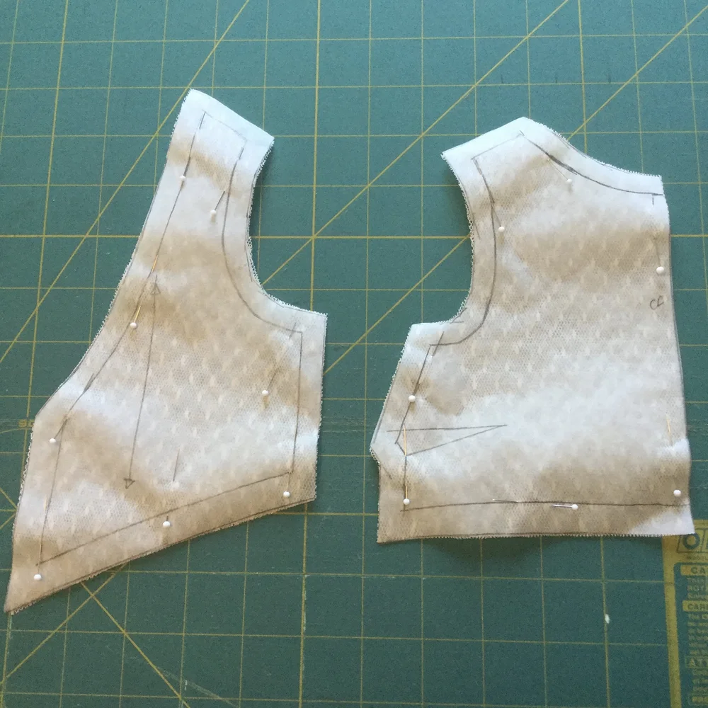 First draft of the over bodice pattern.
