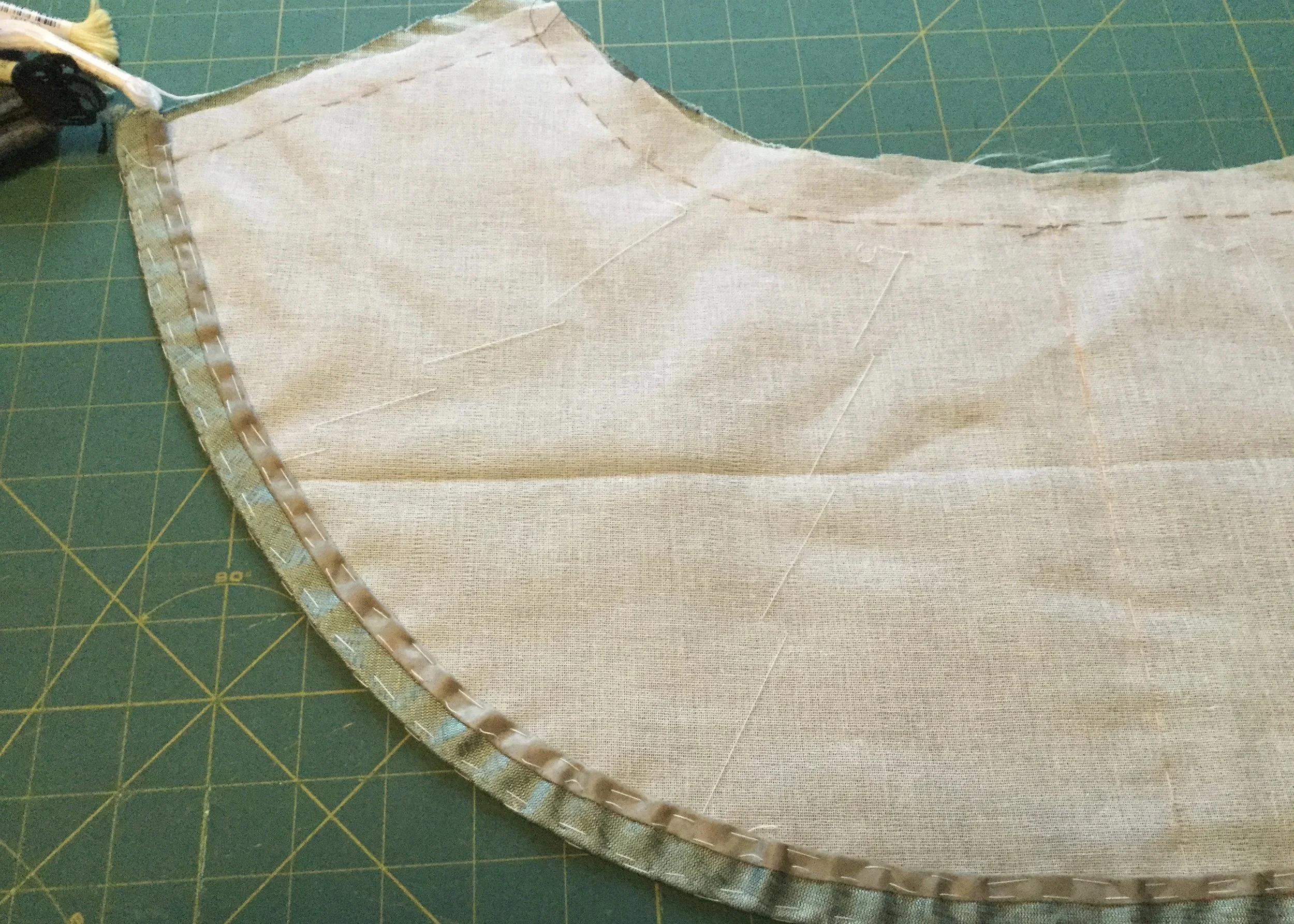 Basted hem, ready to be stitched.