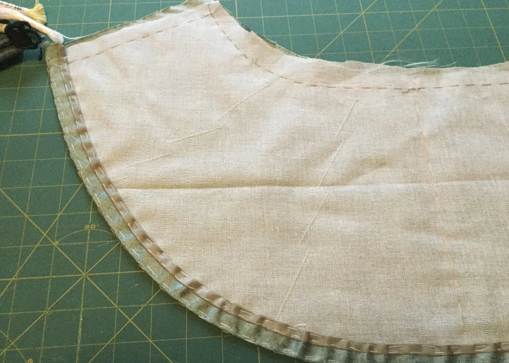 Basted hem, ready to be stitched.