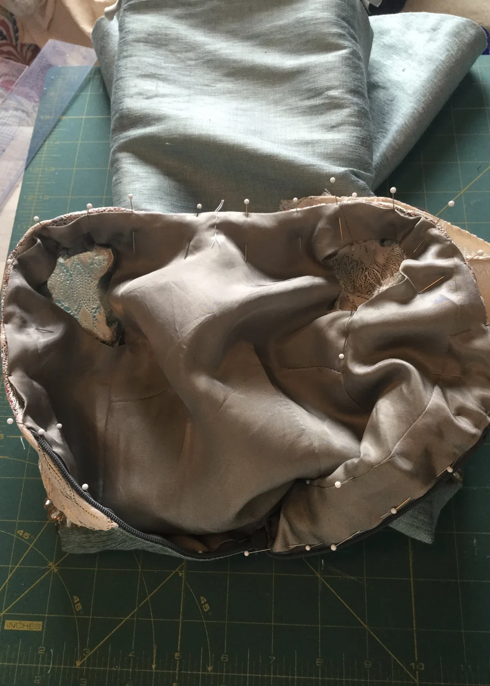 Applying the lining.