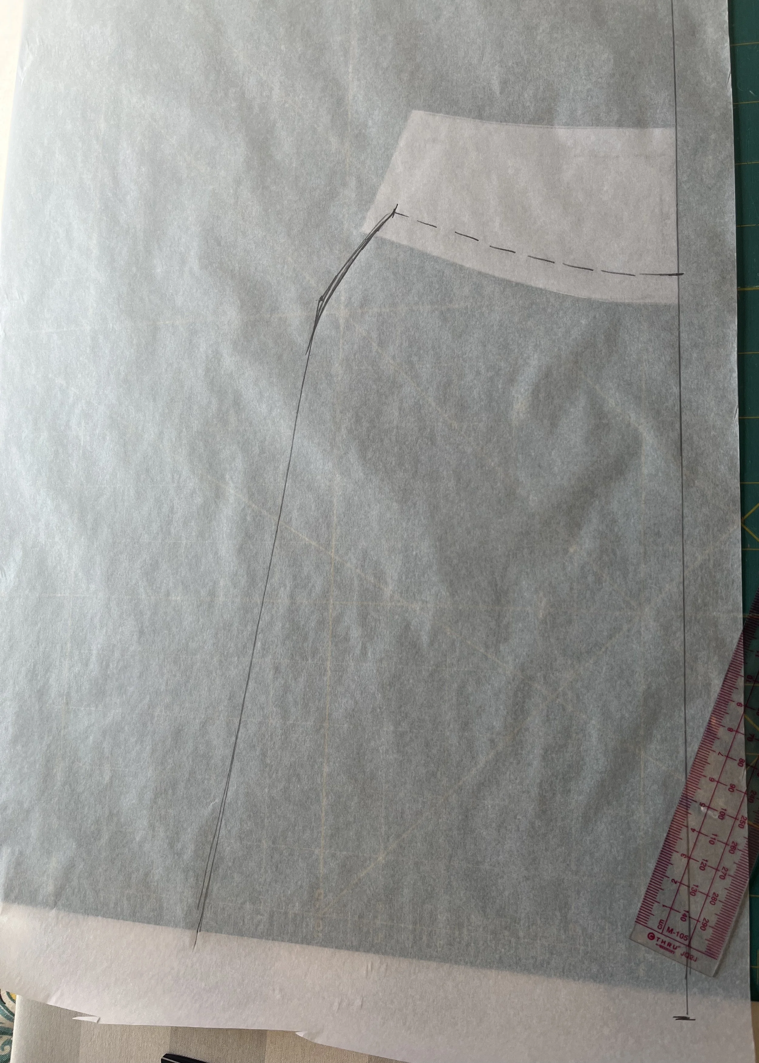Drawing the skirt front.