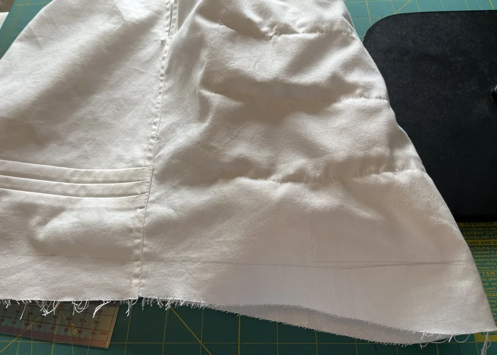 Marking the line for the flounce.
