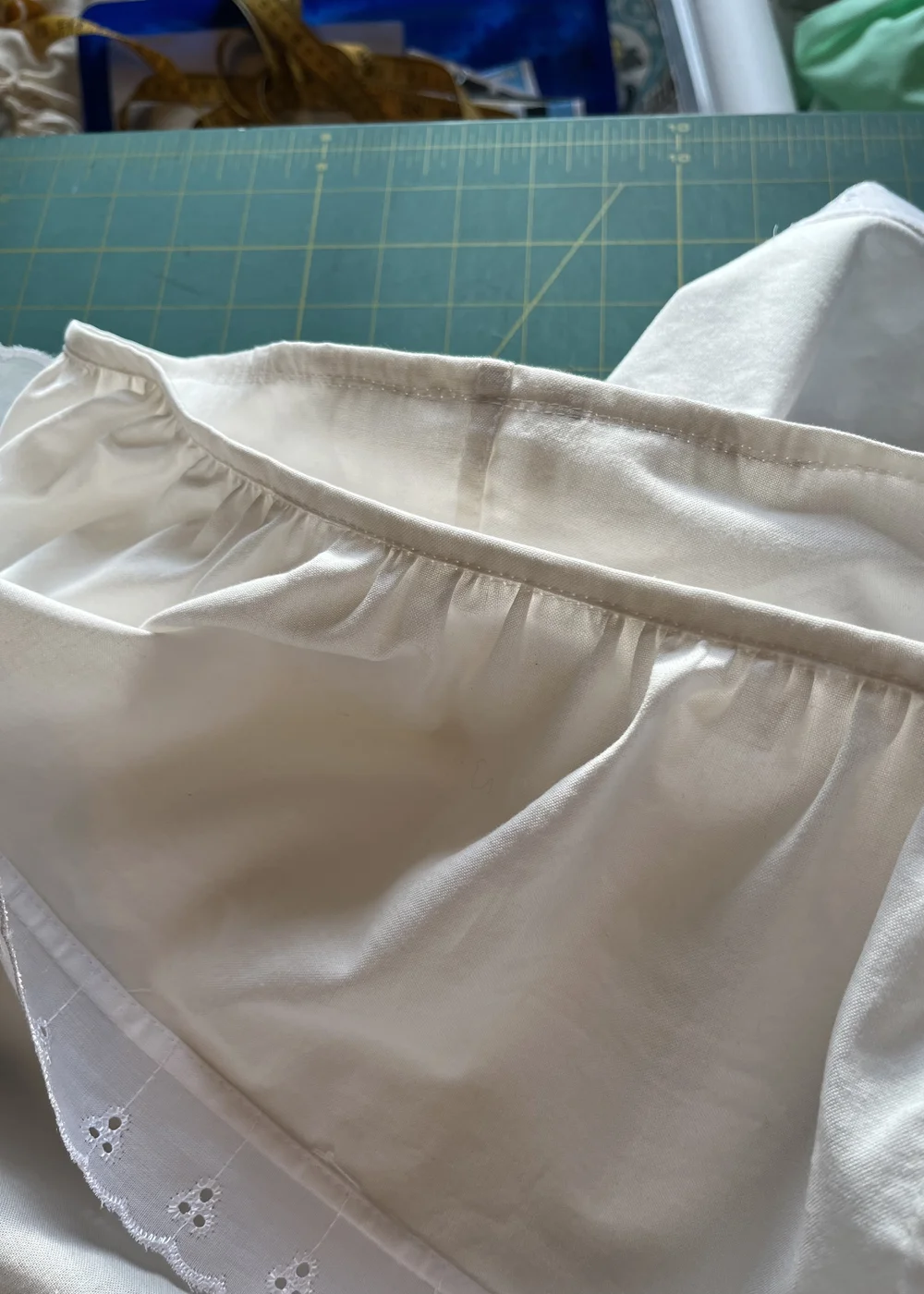 The finished flounce seam.