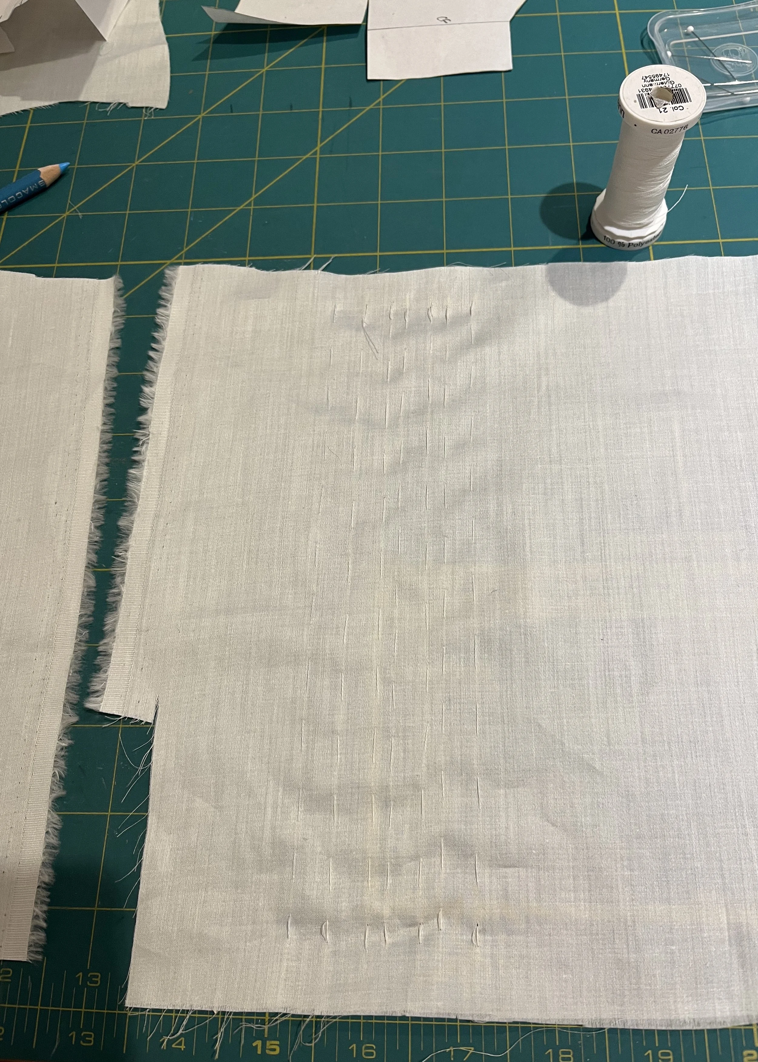 Basting pin tucks (right side).