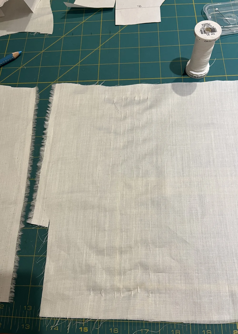 Basting pin tucks (right side).