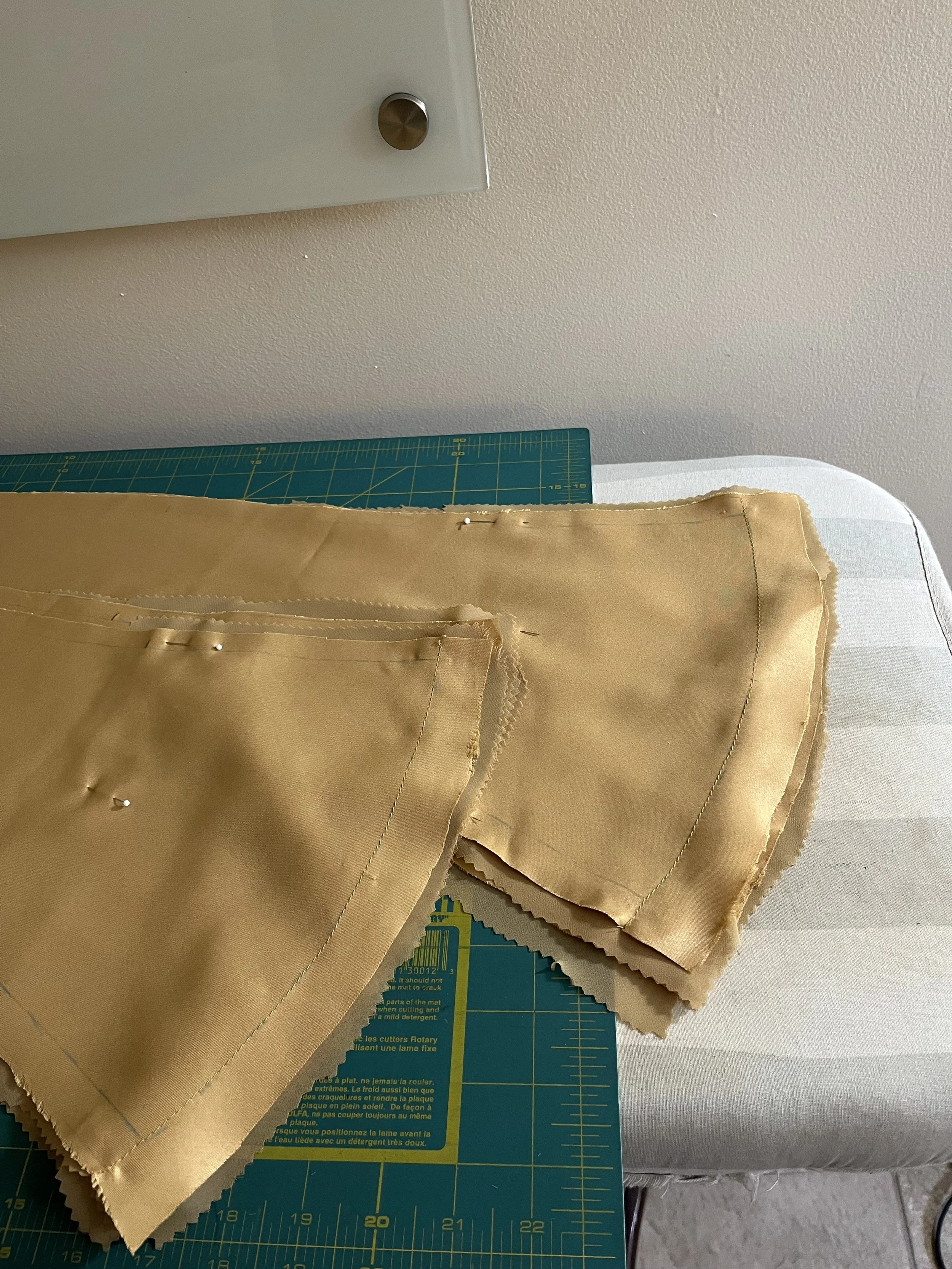 Applying the chiffon facing.