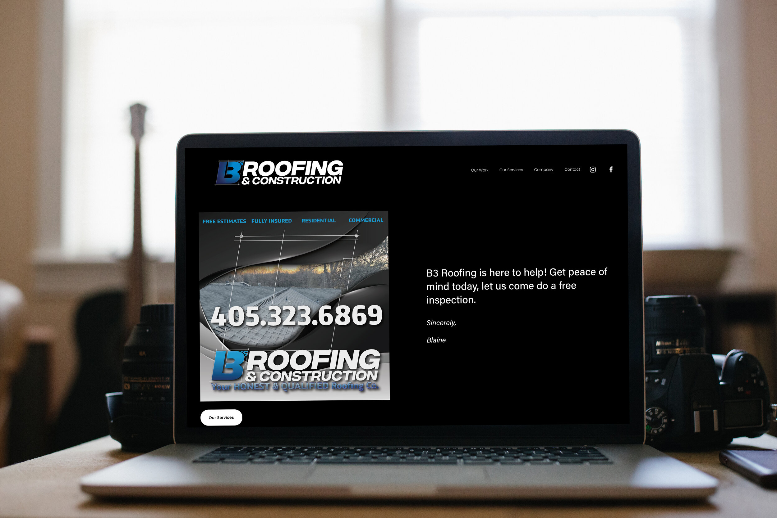 B3 Roofing Laptop Website