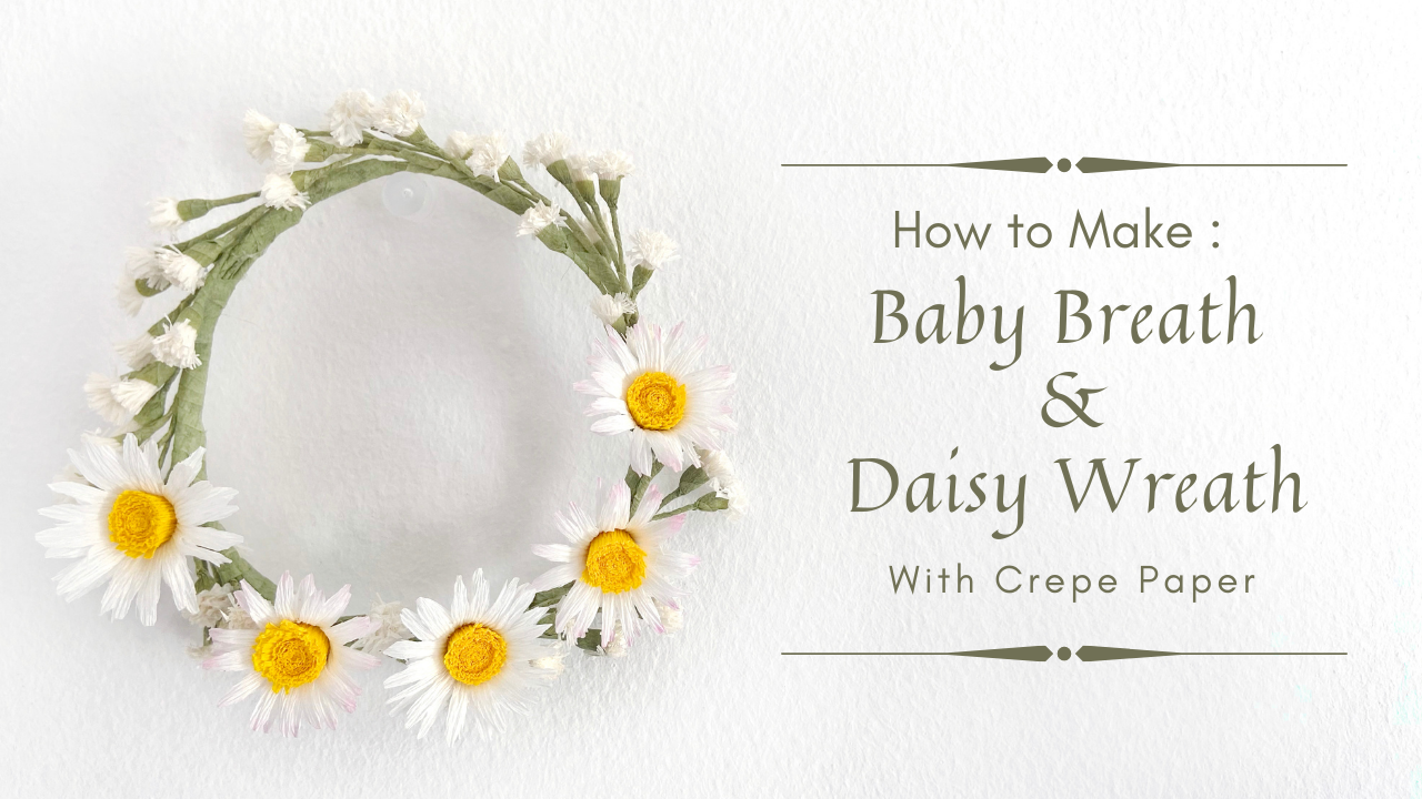 DIY MINI BABY BREATH AND DAISY WREATH & CROWN with Crepe Paper