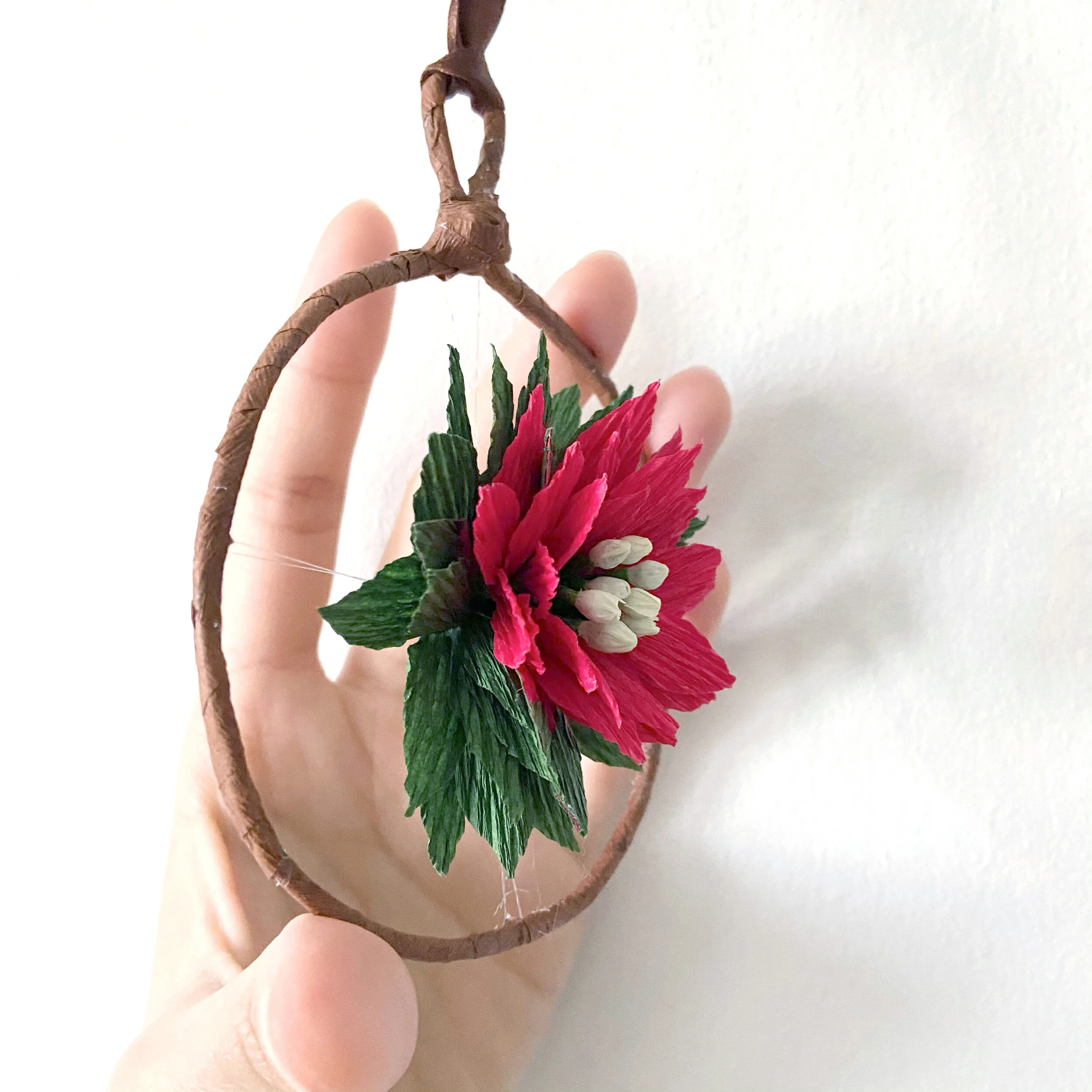 Crepe paper Mini Poinsettia Ornament Template