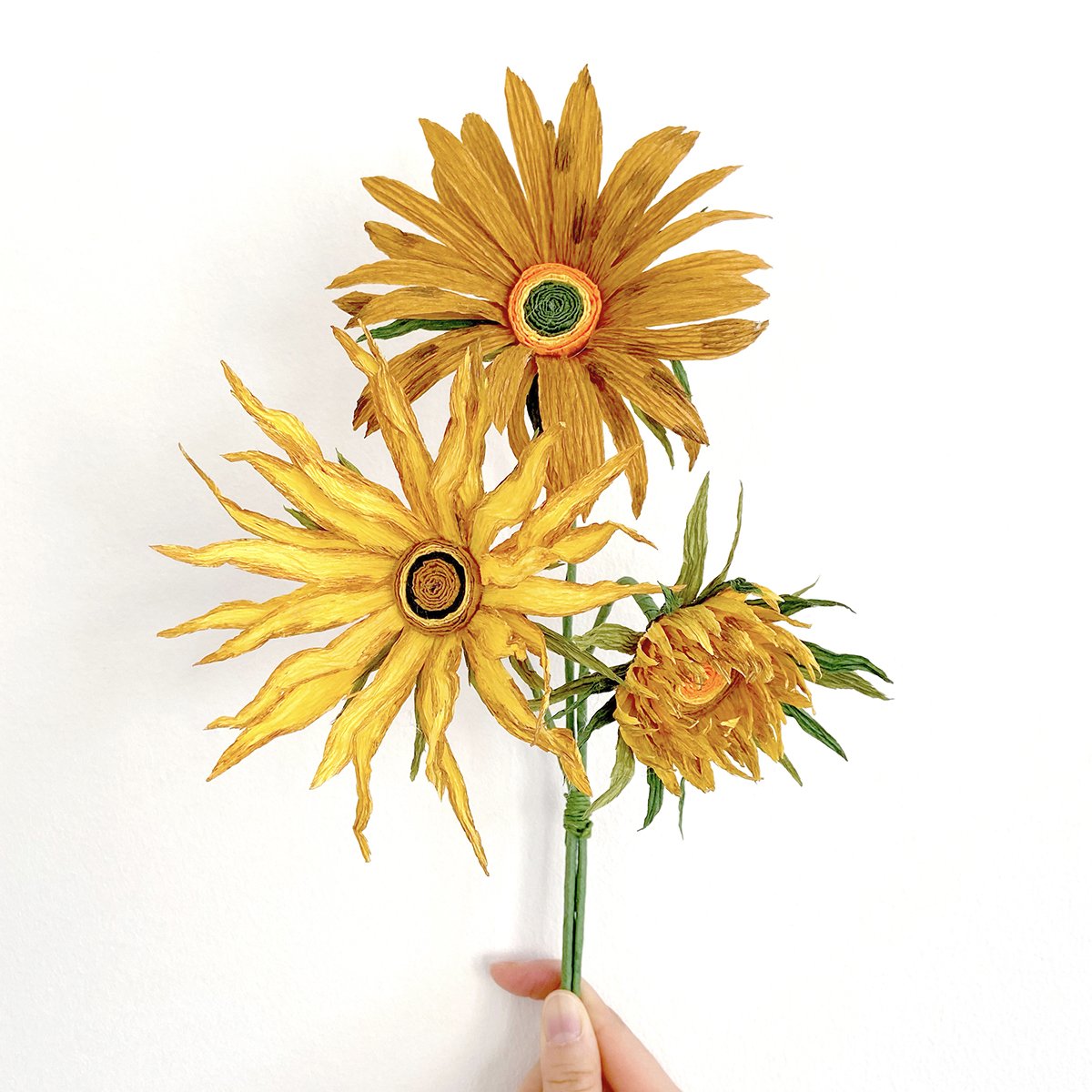 DIY KIT - Handmade Crepe paper Van Gogh's Sunflowers Kit with video tutorial