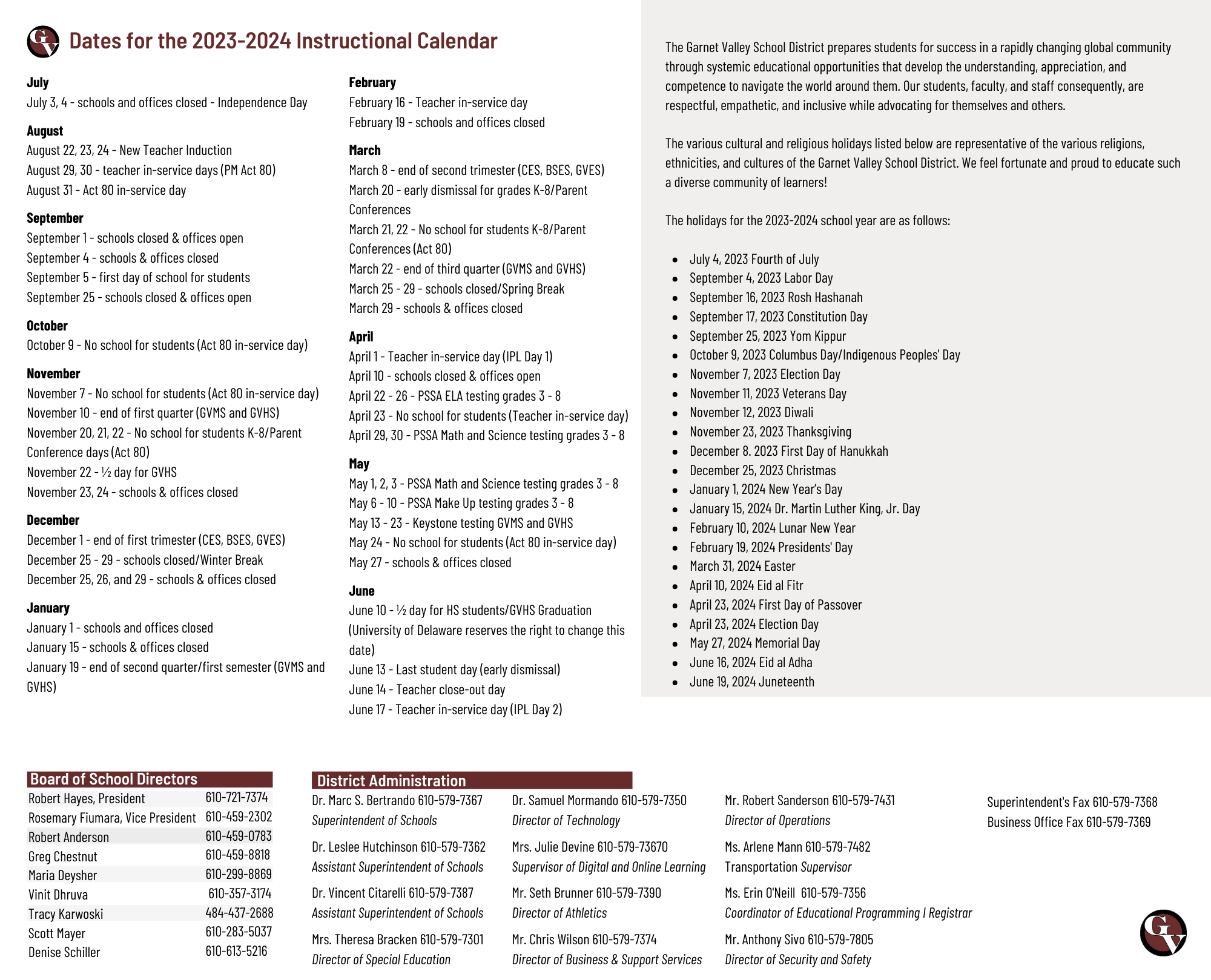 Calendars — Garnet Valley School District Calendars — Garnet Valley School District