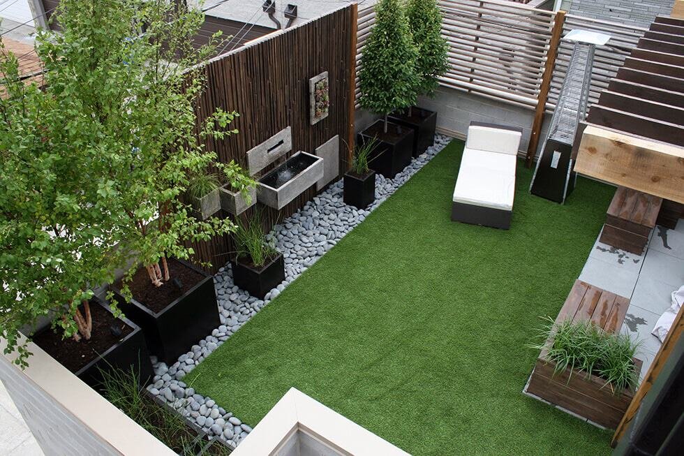 Chicago Garage Roof Deck with Artificial Turf