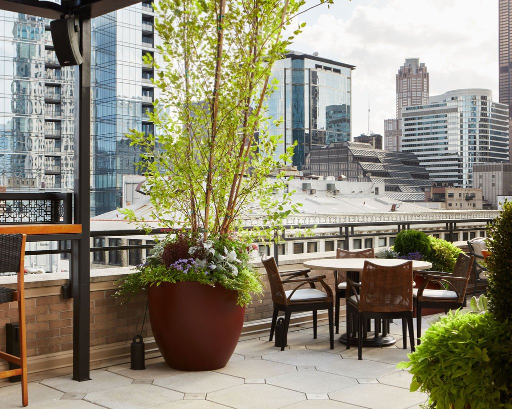 Downtown Chicago High Rise Rooftop Deck Planters