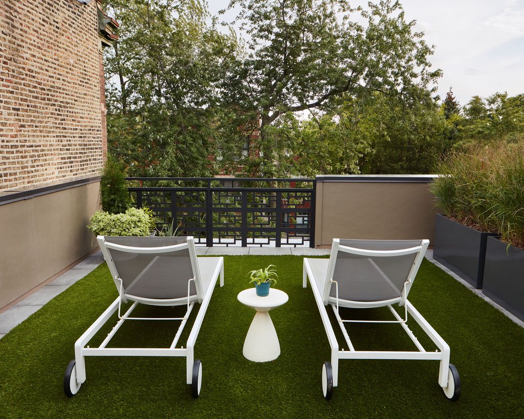 Rooftop Deck in Chicago with Artificial Grass