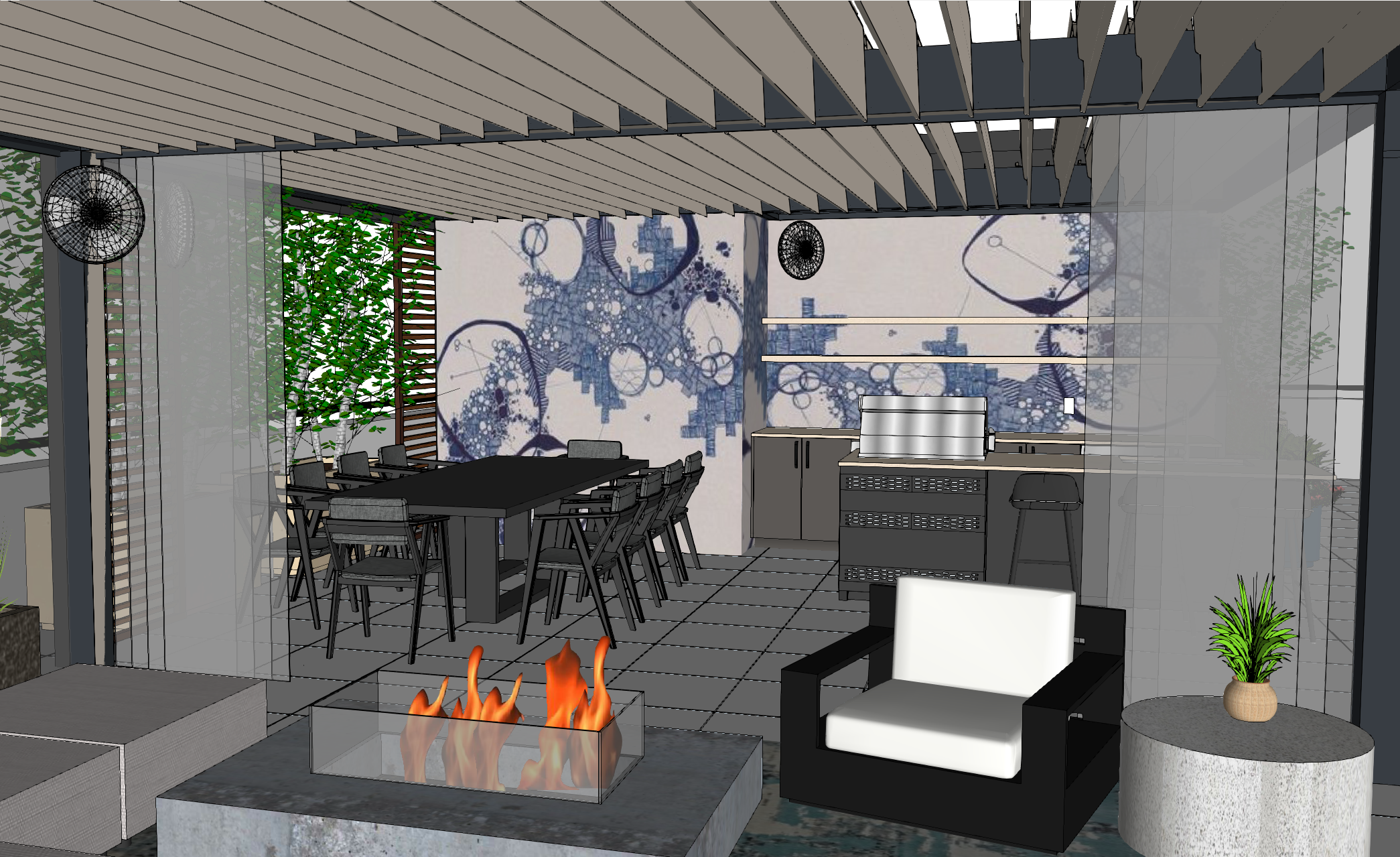 Rendering of Outdoor Kitchen