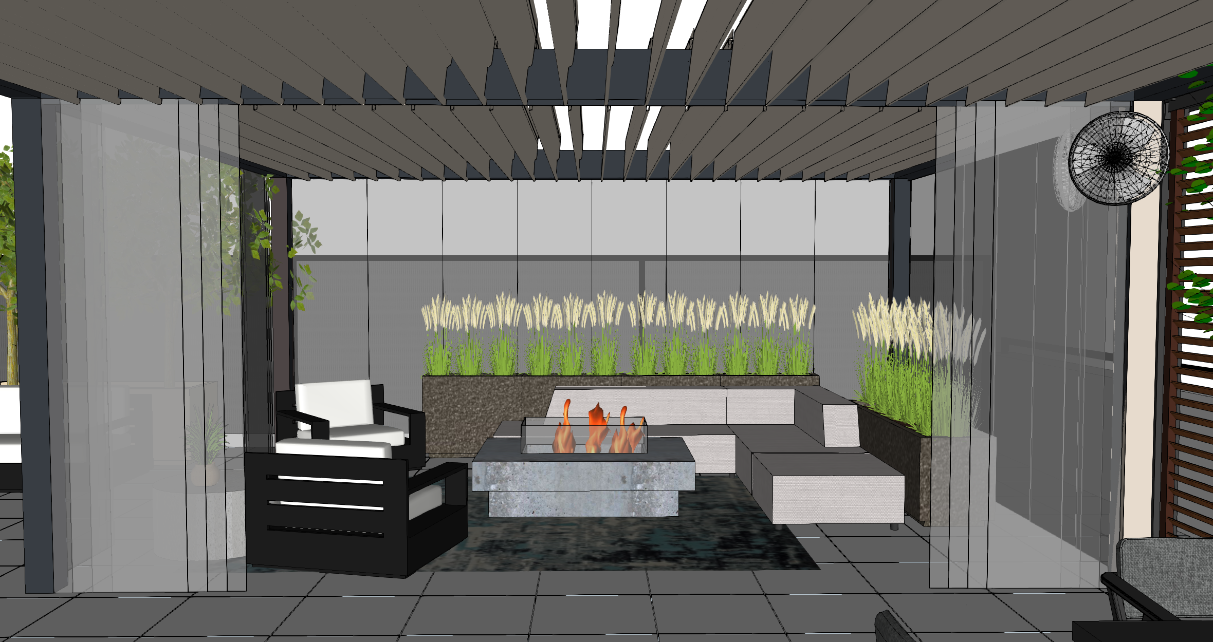 Chicago Roofdeck Sitting Area with Enclosed Pergola