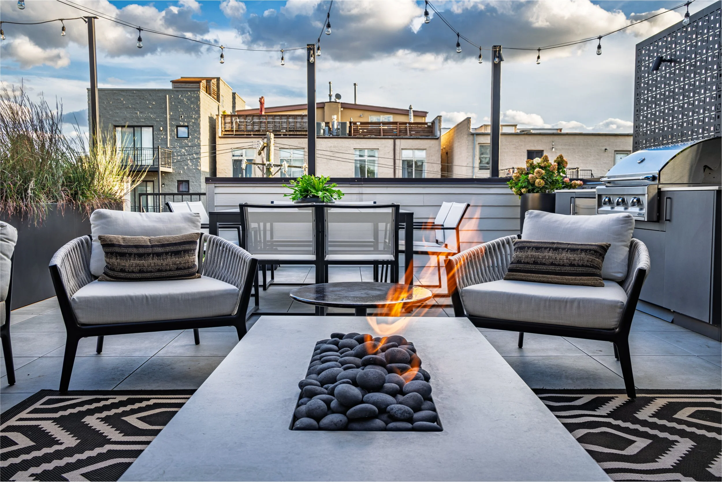Wicker Park Rooftop Deck Sitting Area