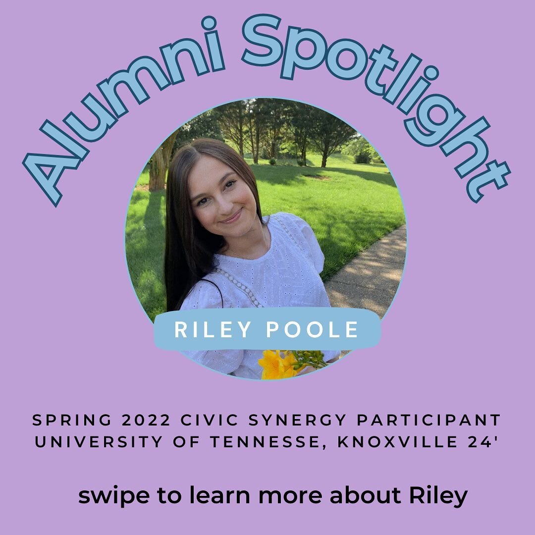 Alumni Spotlight ✨ Meet Riley! She is a student at University of Tennessee, Knoxville studying Political Science ⚖️swipe to learn more! 
&bull;
&bull;
&bull;
#civicsynergy #politicalscience #studentprograms #leadersoftomorrow