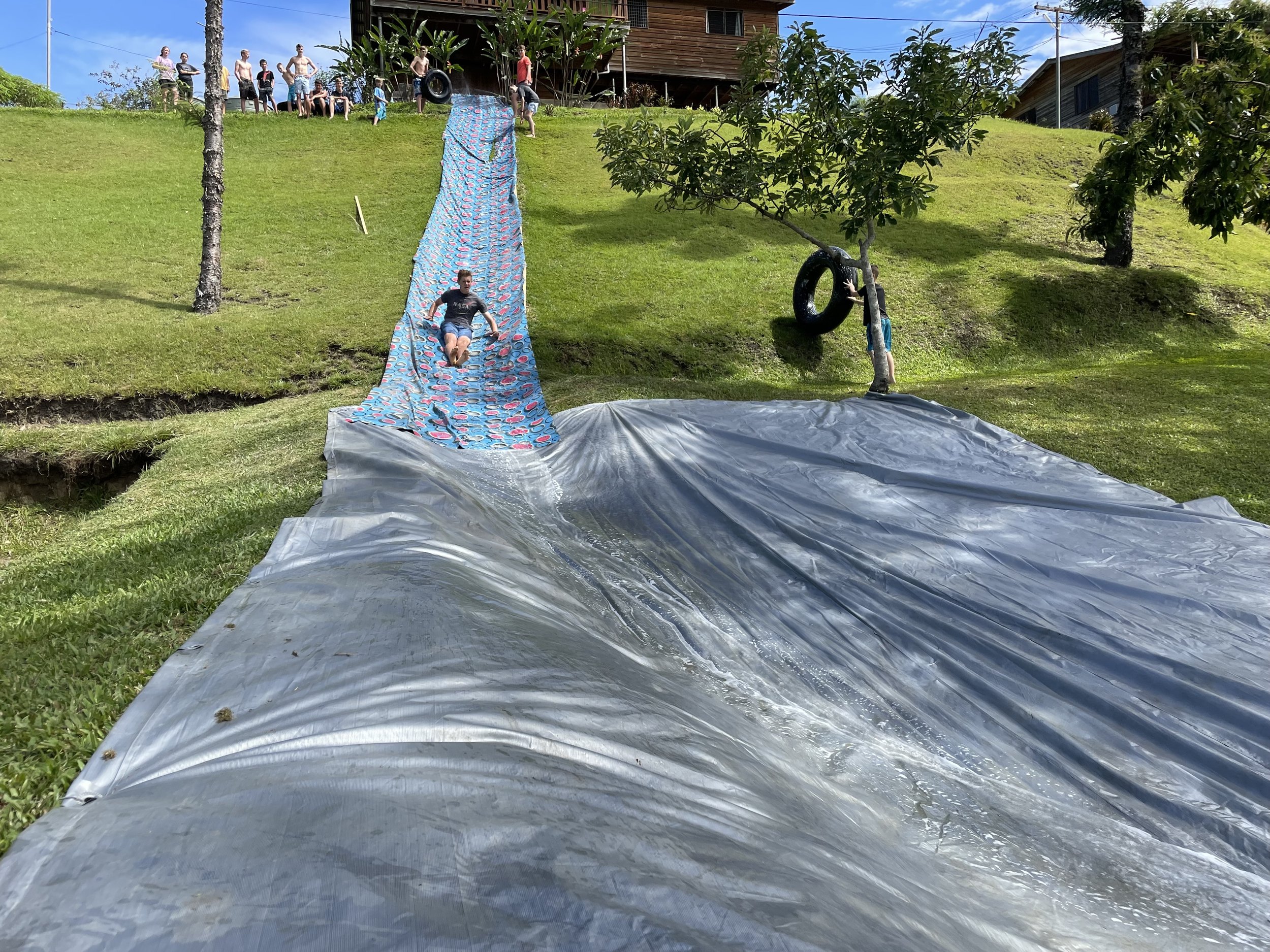 The most epic homemade waterslide for the youth