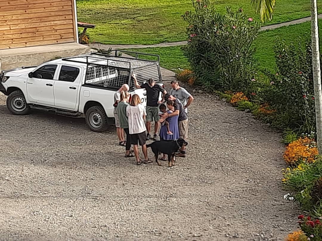  Praying together before the guys left on the survey trip. 