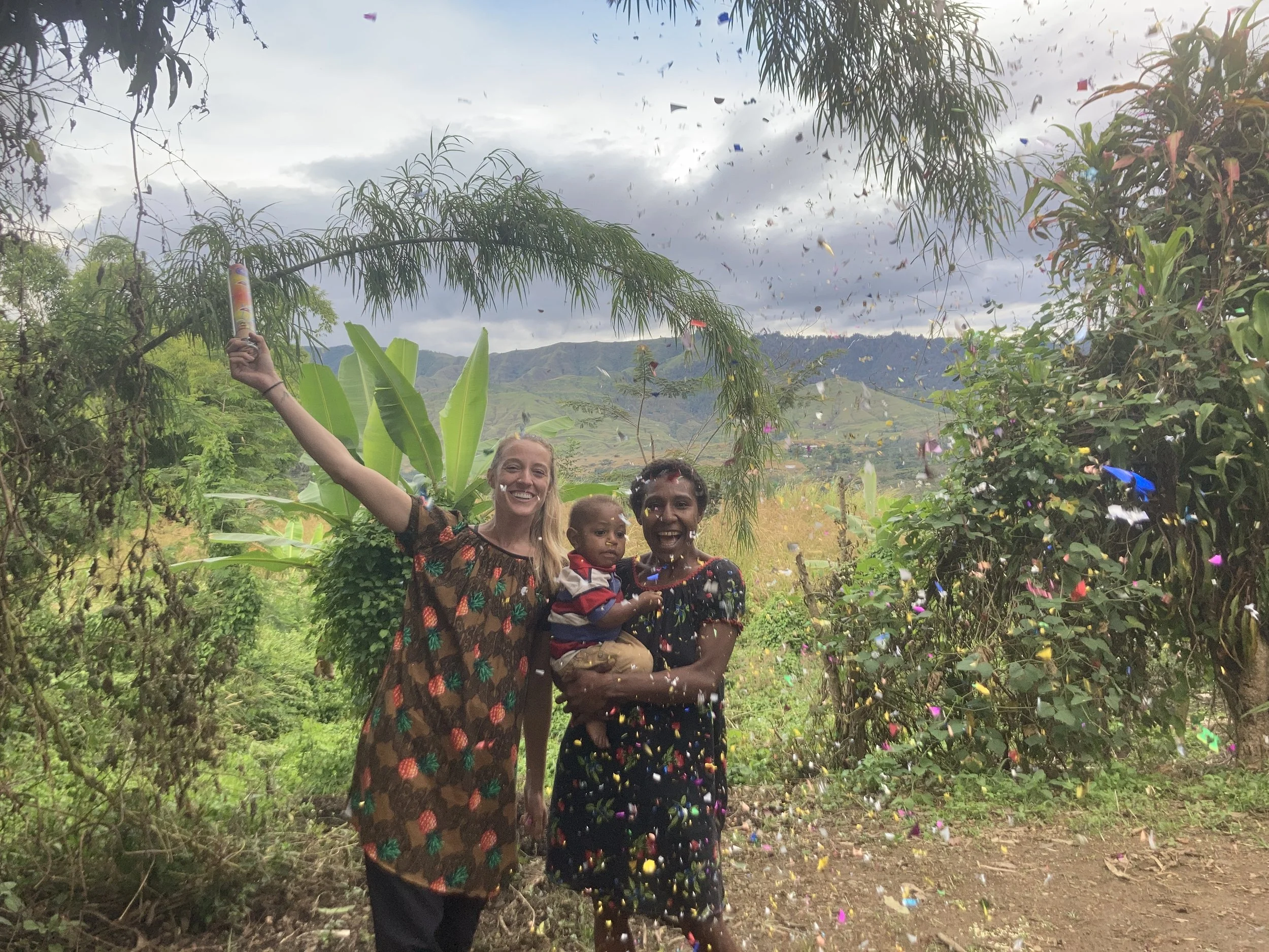 Jess and Josephine celebrating her finishing her Tok Pisin study!
