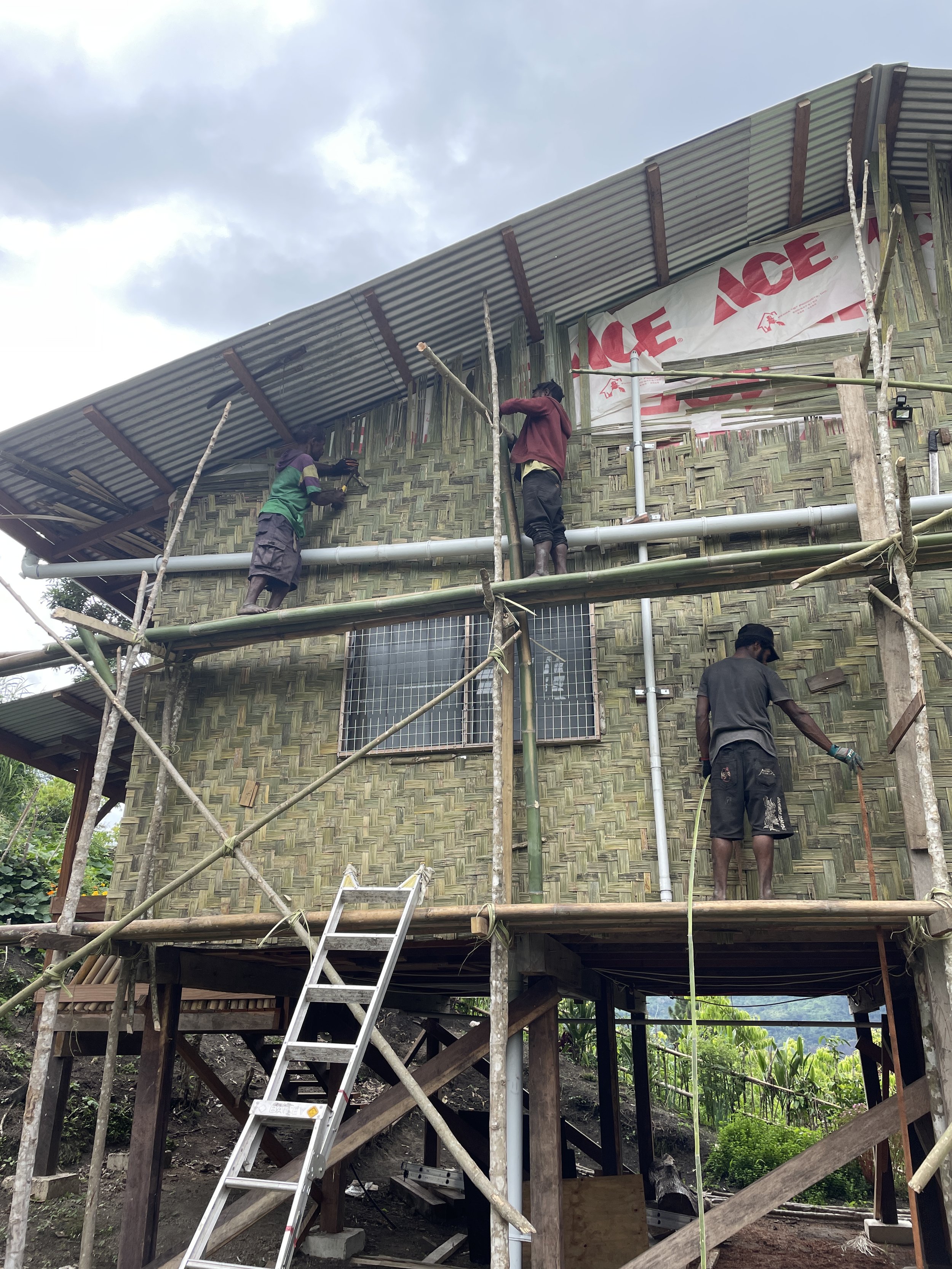 bamboo siding going up!