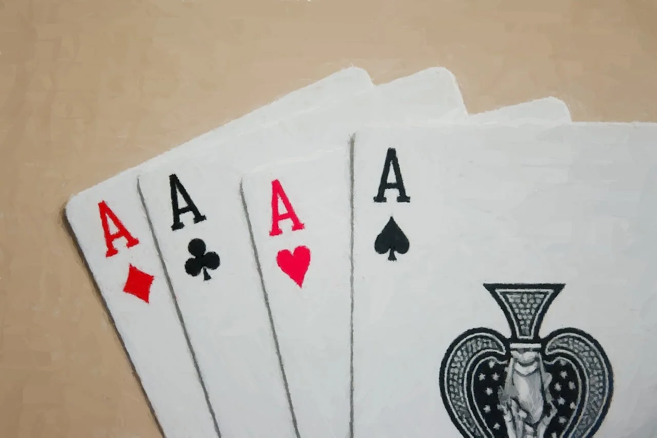 four ace cards, representing the four expressive therapies in Austin, TX for the treatment of anxiety, attachment issues, burnout, depression, grief or loss issues, self-esteem issues, spirituality issues, and trauma