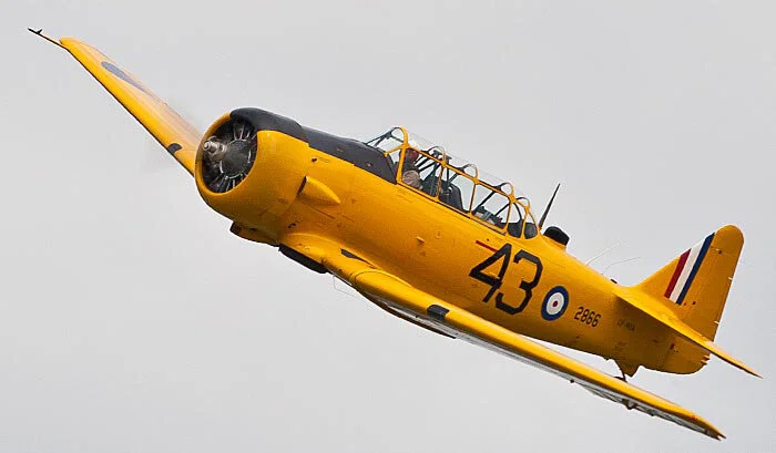 A fine view of the new markings in 2009. The Vintage Wings of Canada Harvard 4 has been a stalwart performer ever since, both as a training platform and an air show and aerobatic demonstrator. Photo: Peter Handley