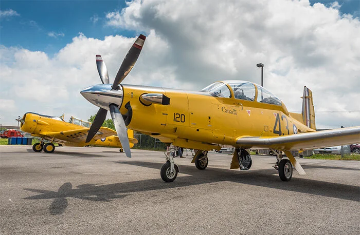 So much has changed in the 75 years that separate the paint schemes of these two Harvards, yet little has changed. Photo: Peter Handley