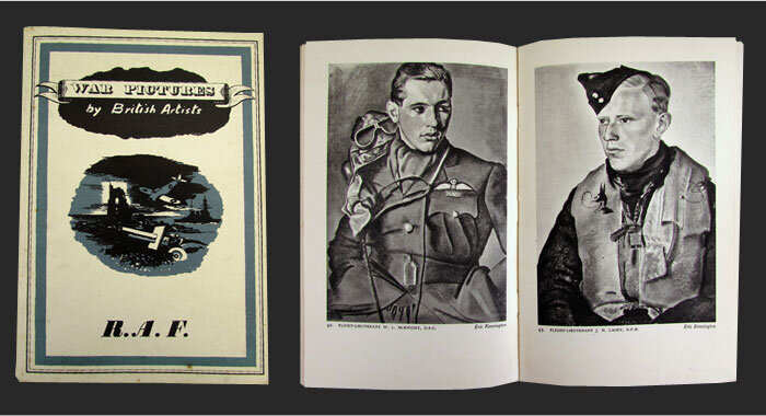 Eric&nbsp;Kennington’s colour pastel and chalk&nbsp;portraits were reprinted in black and white&nbsp;for this period booklet of war artists. One two-page spread features two&nbsp;of the great aces of the Battle of Britain—Canadian “Willie” McKnight …