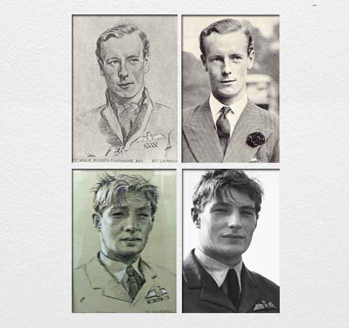 It appears that not all of Orde’s pastel or charcoal sketches were done with the living honouree present. Looking at these two portraits, it is clear to me that they were drawn from the paired photographs—“Willie” Rhodes-Moorhouse, DFC (top) and Flight Lieutenant Richard Hugh Anthony “Dickie” Lee, DSO, DFC, MiD. The one thing that these two have in common is that they were both killed in combat in August during the Battle of Britain. It was the Royal Air Force which selected or recommended subjects for Orde’s portraits, and in the case or these two men, there was only photographs to work with by the time Orde was sketching. Photos: Battle of Britain London Memorial