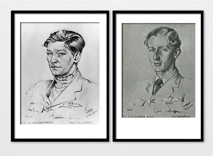 Two portraits by Cuthbert Orde—the romantically-named&nbsp;Flying Officer Noël le Chevalier “Aggy” Agazarian&nbsp;(left)&nbsp;and&nbsp;Flight Lieutenant Sir Hugh Spencer Lisle “Cocky”&nbsp;Dundas, CBE, DSO and Bar,&nbsp;DFC, MiDAgazarian, the son of…
